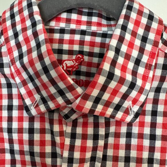 NC State “Horn Legend” Gingham Button-Down Shirt Men’s Small – Red Black White - Picture 6 of 7